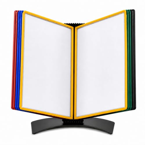 Tarifold Desktop Reference & Display System, 10 Double-Sided Pockets, 20 Sheet Capacity, Durable Metal Base, Easy-Load Polypropylene Pockets, Letter-Size, Made in Denmark, Assorted Colors - color: Assorted Colors (Blue, Red, Yellow, Green, Black), style: