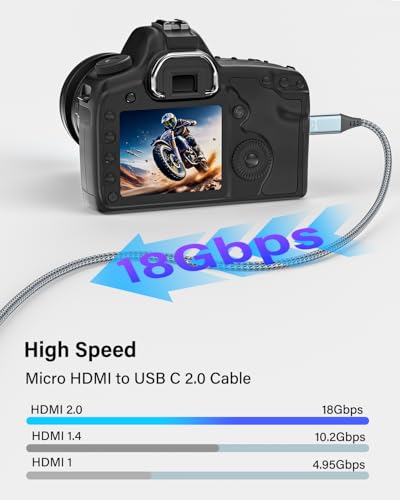 RUIZHI 4K Micro HDMI to USB-C Cable 3FT 4K 60Hz & 18Gbps - Nylon Braided Adapter with Aluminum Connectors for Micro HDMI Source to USB-C Display, MacBook/iPad Pro Mirroring (Office & Home Streaming) - size: 3FT