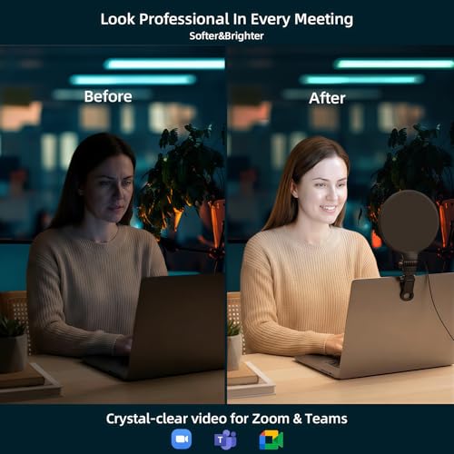 Computer Video Conference Lighting for Zoom: 6in Dimmable 3200K-6500K Ring Light with Monitor Clip & Desk Tripod - Professional Eye-Caring Webcam Light for Home Office Teams Video Calls & Streaming