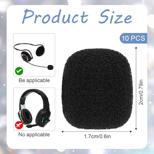 10 Pcs Mini Windscreen for Headset Microphone Small Lavalier Microphone Covers Foam Lavalier Microphone Windscreen Foam Cover Wind Screen for Mics Lapel Microphone Replacement Kit (Black)