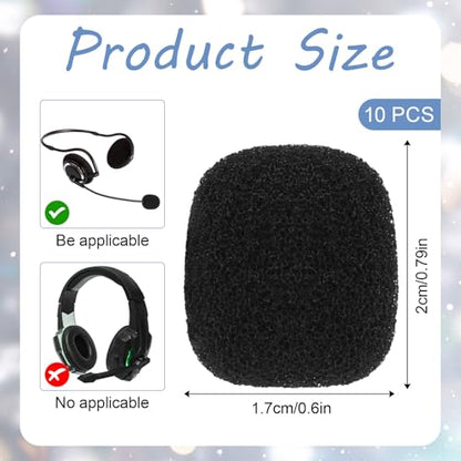 10 Pcs Mini Windscreen for Headset Microphone Small Lavalier Microphone Covers Foam Lavalier Microphone Windscreen Foam Cover Wind Screen for Mics Lapel Microphone Replacement Kit (Black)