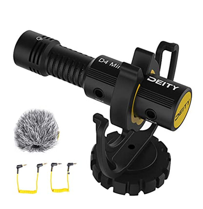 Deity V-Mic D4 Mini Microphone On-Camera Interview Mic Super Cardioid Compact Perfect for Vlog Pocket Cam DSLR Camera,Podcast, Voice Dictation,Recording YouTube, Interview, Video Conference | Ultracompact On-Camera Mic, Plug-in Power, Trs and Trrs Cables,