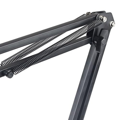 Boom Arm Microphone Mic Stand, Flexible Long Arm Clamp Clip Stand with Mount Clamp, Mic Holder with 3/8'' 5/8'' Thread Cable Ties Metal Base, for Podcast, Rotatable Foldable Adjustable - BLACK