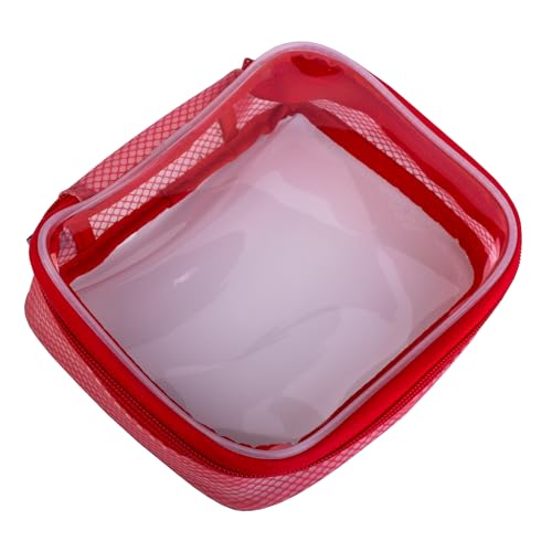 Filmsticks Set of 3 Transparent TPU Storage Cases, Red, Small Medium Large, 170 x 50 x 135 mm to 250 x 50 x 160 mm, Clear Zip Organisers for Camera Gear, Cables, Tools and Accessories