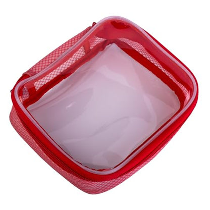 Filmsticks Set of 3 Transparent TPU Storage Cases, Red, Small Medium Large, 170 x 50 x 135 mm to 250 x 50 x 160 mm, Clear Zip Organisers for Camera Gear, Cables, Tools and Accessories