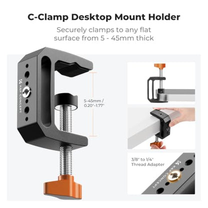 K&F CONCEPT 22" Magic Arm Clamp Kit, Flexible Desk Camera Mount, Long Articulating Friction Boom Arm for Phone, Action Camera, LED Light, Microphone