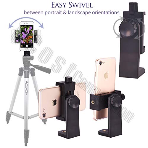 Acuvar Universal Phone Tripod Mount Adapter with Ｗireless Camera Remote, Cell Phone Holder with Adjustable Clamp for Selfie Stick Monopod Compatible with iPhone, Samsung - style: 3) Rotating Phone Mount + Remote