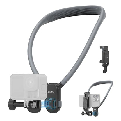 SMALLRIG Magnetic Neck Mount for Action Cameras & Phones, Comfortable POV Shooting Support with Universal 2-Prong Adapter and Phone Holder, 5128 - style: for Action Cam & Phone