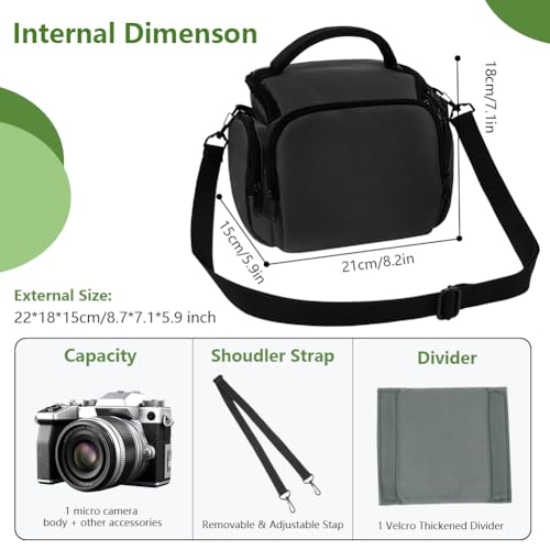Ainiv DSLR Camera Bag, Waterproof Anti-Shock SLR Camera Case, Large Adjustable Shoulder Strap Camera Backpack, Portable Crossbody Single Shoulder Backpacks Compatible with Canon, Sony, Nikon, Black - color: Black