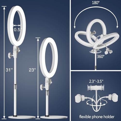 Desk Ring Light with Stand for Computer, Zoom Lighting for Computer, 30 Light Modes for Video Conference, Video Calls, Home Office, Desk Lighting for Video Recording, Podcast, Webcam, Stream