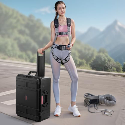 VEVOR Weatherproof Hard Case, Heavy Duty Protective Dry Box Case with Pre-Cut Foam, Wheel Retractable Pull Handles for Travel, Hunt, Military, Tactical, IP67 Waterproof Case for Camera(24.8*19.7*12.5) - size: 24.8*19.69*12.52in