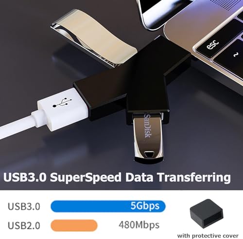 Black 3-Port Splitter Hub (2 USB 2.0 + 1 USB 3.0), USB Hub, Mini Laptop with USB 3.0 for Windows XP/Vista/7/8/10, Compatible USB Adapter for PC and Laptop Networking Products Computer Accessories
