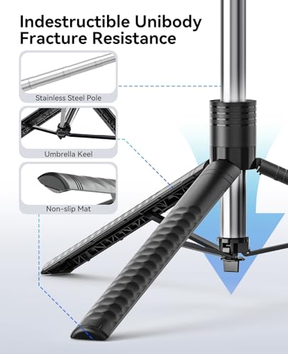 ORICO 75" Phone Tripod & Selfie Stick - 360° Rotatable Handle + Phone Holder for Multi-Angle Shooting, Wireless Remote, Extendable Stand for iPhone/Android/Camera/GoPro, Travel/Vlog/Recording - size: 75''