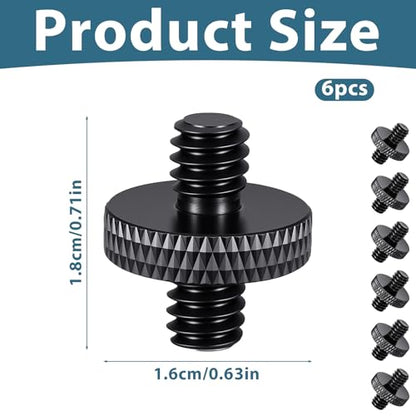 Bremorou 1/4" Male to 1/4" Male Threaded Tripod Screw Adapter, 6 PCS Standard Camera Cage Mount Threaded Light Stand Screw, Double Head Stud Standard Converter for Shoulder Rig, Black