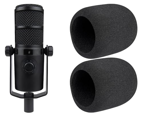 SOULWIT 2Pcs Pop Filter for MAONO PD400X Dynamic, Protective Mic Cover Windscreen Foam - Black