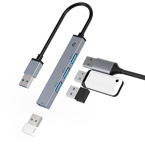 TOTU USB Hub, USB Multiport Adapter, 4-Port USB 3.0 Hub, Ultra-Slim Multi USB Splitter for Laptop, Xbox, Flash Drive, Console, HDD, Printer, Camera, Keyborad, Mouse, and etc