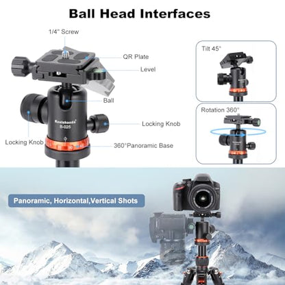 Koolehaoda Mini Tabletop Tripod with 360° Ball Head, Aluminum Portable | Compact Lightweight Desktop Camera Tripod Stand with Quick Release Plate, Adjustable Height for DSLR Video Camcorder Phone