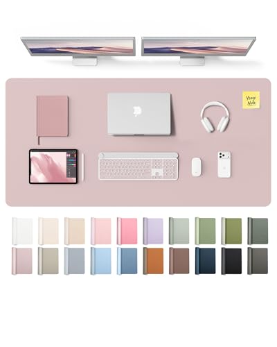 YSAGi Leather Desk Pad Protector, Office Desk Mat, Large Mouse Pad, Non-Slip PU Leather Desk Blotter, Laptop Desk Pad, Waterproof Desk Writing Pad for Office and Home (Grayish Lavender,55" x 24") - color: Grayish Lavender, size: 55" x 24"