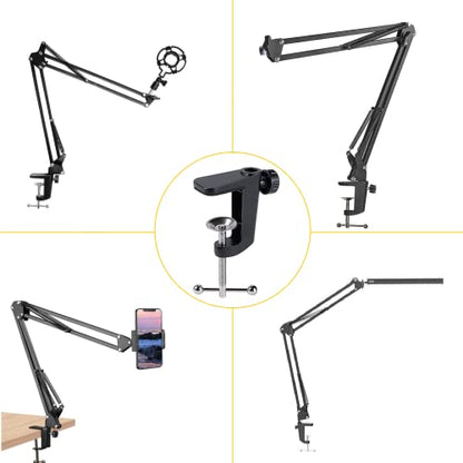 Replacement Aluminum Alloy Universal Bracket Adjustable C-Clamp Desk Light Mounting Bracket Cantilever Bracket for Microphone Arm and Desktop Table Lamp