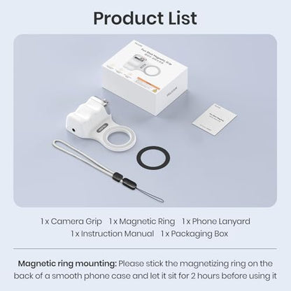 Magnetic Phone Camera Grip, Smartphone Shooting Holder Selfie Handle Snap with Wireless Shutter Button Remote for iPhone 16 15 14 13 12 Pro Max Android Cellphone Vlog Video Photography(White) - color: White