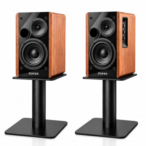 Desktop Speaker Stands Pair for 5-8 Inch Studio Monitors & Bookshelf Speakers, Heavy-Duty Steel desk Speaker Stands with Built-In Cable Management for Home Studio & Creator Setups, Support up to 55lbs - color: Black, size: L|5-8 inch Speakers