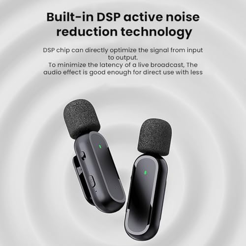 JoyGeek Wireless Lavalier Microphone with Charging Case, Noise Canceling Microphone, Professional Wireless Lavalier Mini Mic for iPhone Samsung Android Smartphone Vlog Live Recording,Audio & Video