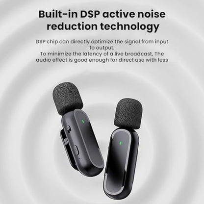 JoyGeek Wireless Lavalier Microphone with Charging Case, Noise Canceling Microphone, Professional Wireless Lavalier Mini Mic for iPhone Samsung Android Smartphone Vlog Live Recording,Audio & Video