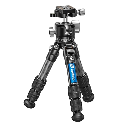 Carbon Fiber Mini Tabletop Tripod with 360° Rotating Ball Head for Camera, Portable Desktop Tripod with Convertible 1/4" & 3/8" Screw, QR Plate for Sport Camera/Phone Holder/Projector, Max Load 22LB - color: LS-223CX+LH-30: Maxload 10kg-3 Sections