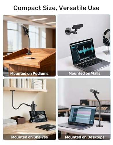 Mic Flange Mount with Non-Slip Pad - 5/8"-27 Metal Microphone Flange Mount with Mounting Screws for Wall Ceiling Table Mount, Ideal for Podium Gooseneck Stand, Studio and DIY Setup, 2 Packs - size: 2 Pcs