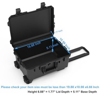 Regetek Waterproof Travel Camera Hard Case with Padded Divider, 22 x 14 x 10 Inch, Rolling Case for Camera, Gear, Equipment, Dustproof, Shockproof,Airline Carry-On Approved, Inner 19.8"x 10.9" x 6.8"