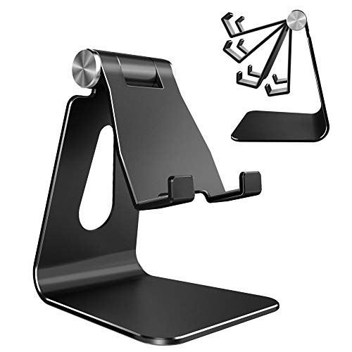 CreaDream Adjustable Cell Phone Stand, Phone Stand, Cradle, Dock, Holder, Aluminum Desktop Stand Compatible with Phone Xs Max Xr 8 7 6 6s Plus SE Charging, Accessories Desk,All Mobile Phones-Black - color: Black