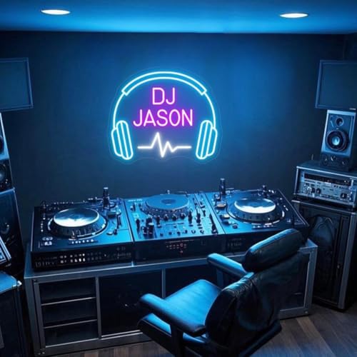 Custom DJ Name Neon Sign Personalized Headphones Neon Light Dimmable Gamer Light up Signs for Music Room, Game Room Boy Bedroom Decor Music Teacher Gifts - color: Custom Headphones