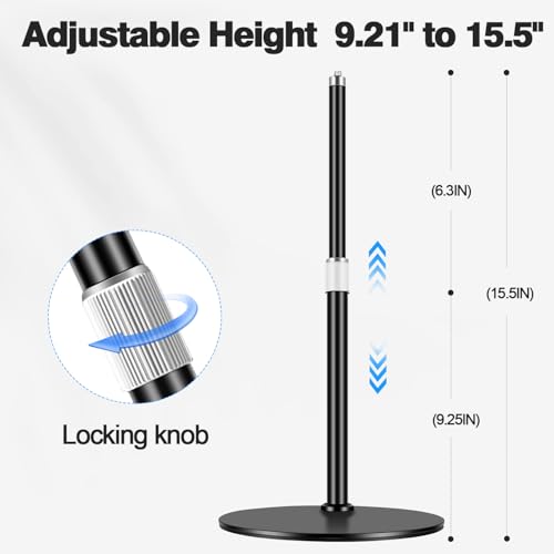 Webcam Tripod Stand for Desk: Webcam Stand for Logitech Brio | C920 | C922 | C615 | C930e - Height & Angle Adjustable Desktop Tripod for Light & 1/4" Thread for Live Streaming | Video Calling - size: 9.2''-15.5''