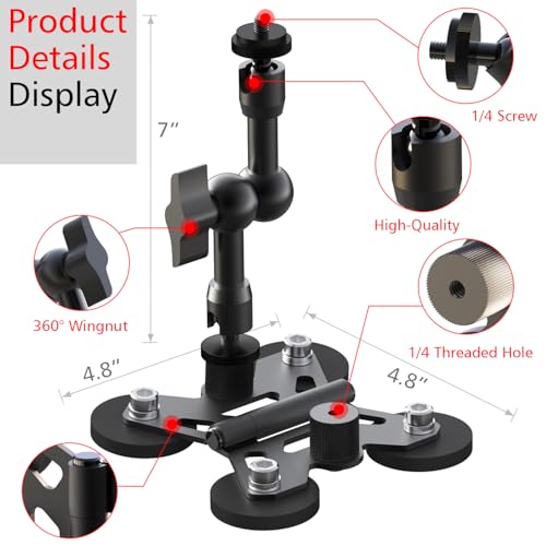 Magnetic Cell Phone Fence Mount for Universal Compatibility with Mevo Start, iPhone, GoPro & Action Cameras, Adjustable Arm with 360 Movement, Secure Magnetic Grip (Black) - color: Black