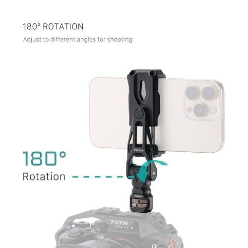 Tilta Rotatable Phone Mount for Tripod & Camera | Universal 1/4"-20 Screw Mount | Adjustable Rotation | Compatible with iPhone, Camera Cages & Accessories – Black - style: 1/4"-20 Mount