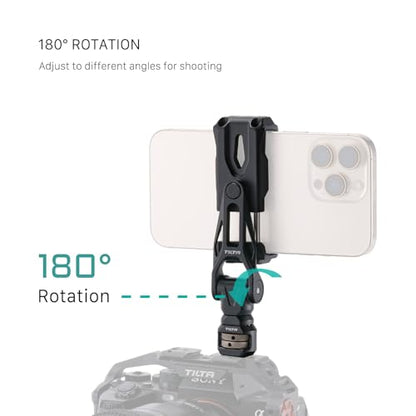 Tilta Rotatable Phone Mount for Tripod & Camera | Universal 1/4"-20 Screw Mount | Adjustable Rotation | Compatible with iPhone, Camera Cages & Accessories – Black - style: 1/4"-20 Mount
