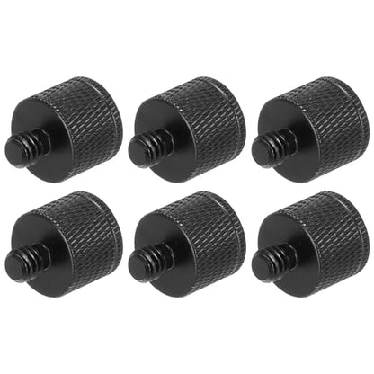 6Pcs Mic Stand Adapter M5 Female to 1/4 Male Thread Screw Adapter Aluminum Alloy for Microphone Tripod Stand Mount, Black