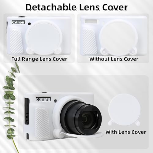 Camera Case for Canon PowerShot SX740/ SX730 Digital Camera,SX740 HS Case, Soft Silicone Protective Case Removable Lens Cover,Comes with 2 Screen Protectors and 1 Wrist Strap. (White) - color: White