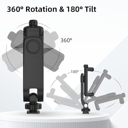 Flexible Phone Tripod Mount Adapter, Universal Smartphone Mount Adapter, Camera Cold/Hot Shoe Phone Tripod Holder for iPhone 17/16/15/14, Samsung Pixel Canon Nikon DSLR and More Cameras - color: Black