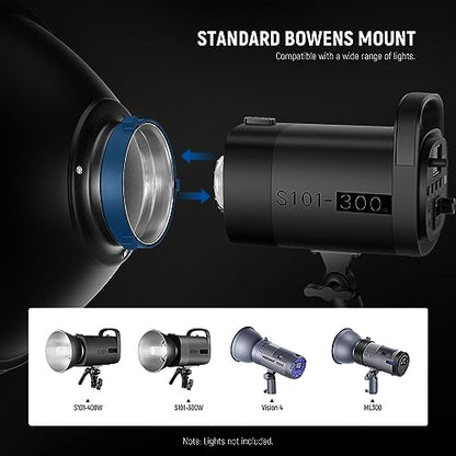 NEEWER 12"/30cm Metal Beauty Dish Bowens Mount Reflector Kit with White Diffuser Sock, Honeycomb Grid for Strobe Flash Video Light Compatible with Godox AD600 NEEWER CB60 Q4 Vision 4 S101 Series, LD30