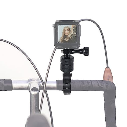 Motorcycle Handlebar Clip Holder 1/4 Screw Bicycle Bike Seatpost Clamp Compatible with Go-pro 11 ONE Action Camera Accessories (Black Set) - color: Black Set