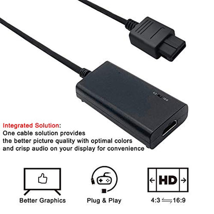 LEVELHIKE HDMI Cable for Super Nintendo SNES, Super Famicom SFC Console - SNES to HDMI Adapter with True RGB Signal Output (100% Improved Video Quality), HD Converter with 4:3/16:9 Switch