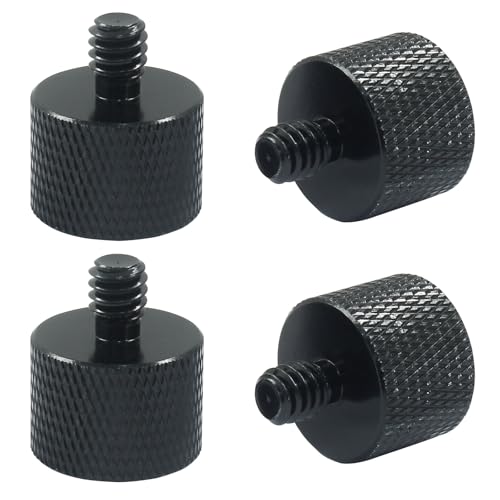 Waziaqoc 4 Pcs Mic Stand Adapter, 5/8 Female to 1/4 Male Thread | Camera Tripod Adapter, For Microphone Mounts and Stands, Black - size: 5/8 to 1/4 Thread(4 Pcs)