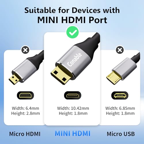 HDMI to Mini HDMI Cable 4 FT, High Speed HDMI to Mini HDMI Cable, Bi-Directional 2.0 Cord, 4K@60Hz, Compatible with Camera, Camcorder, Tablet and Graphics Card, Laptop, Raspberry Pi Zero W, Projector - size: 4FT