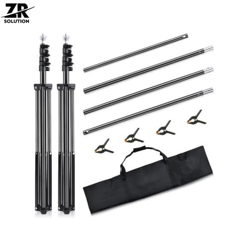 Photography Backdrop Stand Kit, Adjustable Photo Support Stand with 4 Spring Clamps, Carry Bag, Telescopic Background Frame, Green Screen, Product Photos, Video Recording ((8.5 x 9.8 ft)) - size: (8.5 x 9.8 ft)