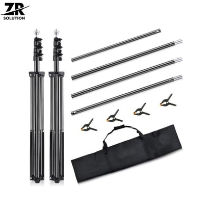 Photography Backdrop Stand Kit, Adjustable Photo Support Stand with 4 Spring Clamps, Carry Bag, Telescopic Background Frame, Green Screen, Product Photos, Video Recording ((8.5 x 9.8 ft)) - size: (8.5 x 9.8 ft)