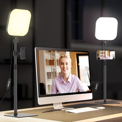 Mojimdo Video Conference Lighting, 180 LED Webcam Light with 3 Color & 5 Brightness for Video Recording, Zoom Light with Phone Holder for Laptop Computer Online Meeting, Video Calls, Live Streaming - size: Single Lamp + Remote