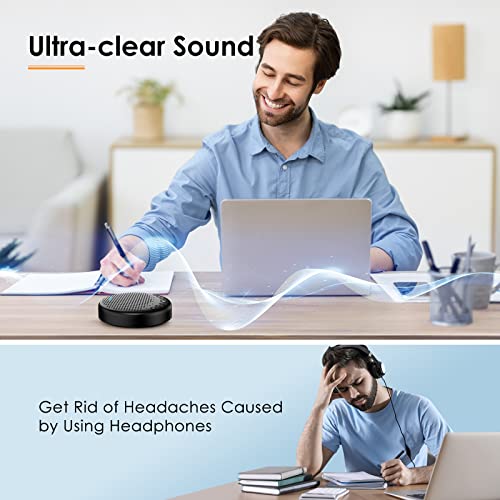 EMEET Conference Speaker and Microphone Luna 360° Voice Pickup w/Noise Reduction/Mute/Indicator USB Bluetooth Speakerphone w/Dongle for 8 People Daisy Chain for 16 Compatible with Leading Software - size: Black Luna for 8