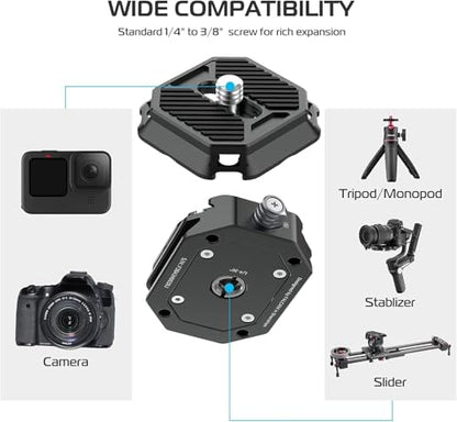 VIJIM FALCAM F38 Quick Release Plate,38mm Universal Camera Mounting Adapter w 1/4in-3/8in Screw Thread,Aluminum Quick Release System QR Plate,Fits for Sony Canon Tripod Monopod DSLR Stabilizer Slider