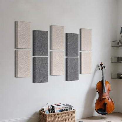 UMIACOUSTICS 4 PCS Acoustic Panels with Hanging Brackets, 2” Thick Fiberglass Sound Proof Panels Removable for Studios, Office, Home Theater Wall- Linen - color: Linen, size: 23.6" x 11.8"-4pcs